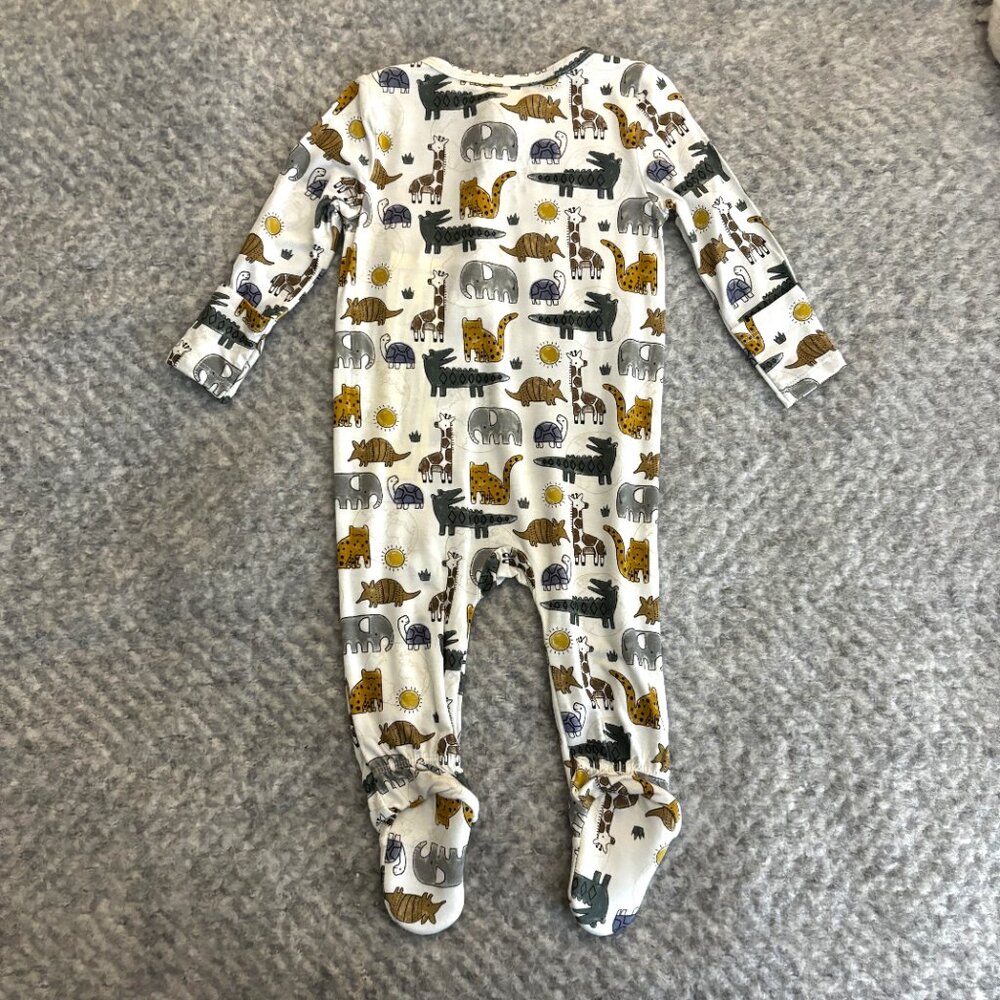 Angel Dear Animal Print Footie - White, Brown, Gray - Picture 3 of 4